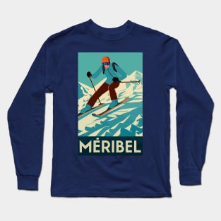 A Vintage Travel Art of Meribel - France Long Sleeve T-Shirt